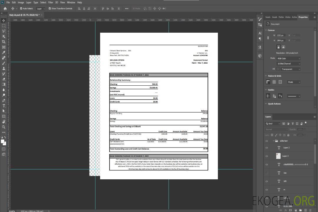 Relevé bancaire australien Citibank xls template